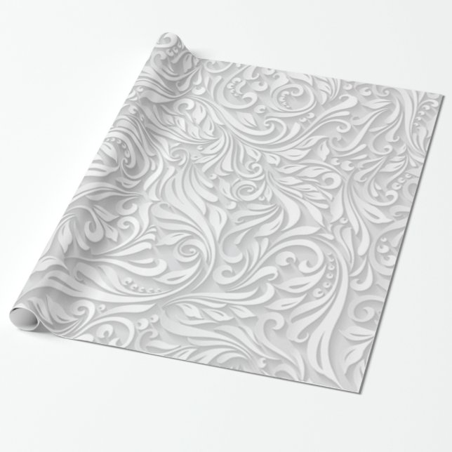 Papel De Regalo Floral blanca (Desenrollado)