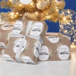 Papel De Regalo Floral blanca moderna ducha de novia personalizada