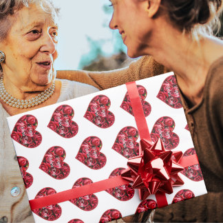 Papel De Regalo Floral blanca roja moderna elegante feliz día de l