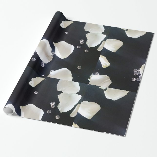 Papel De Regalo Floral blanca y negra (Desenrollado)