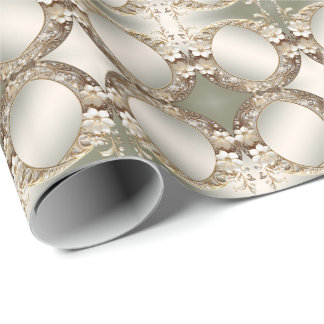 Papel de Regalo Floral Blanco Decorativo