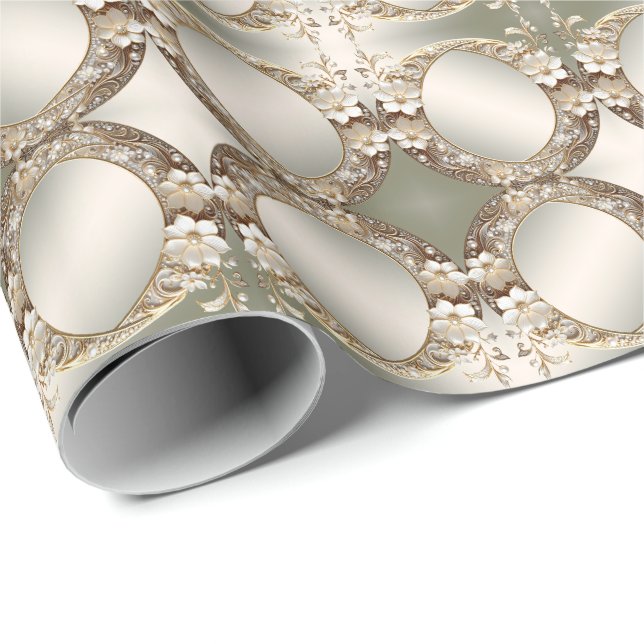 Papel de Regalo Floral Blanco Decorativo (Esquina del rollo)