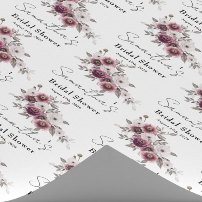 Papel de Regalo Floral Borgoña para Despedida de S (Subido por el creador)
