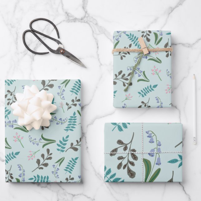 Papel de regalo floral Bosque Encantado (Anverso)