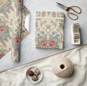 Papel De Regalo Floral Botánica Vintage