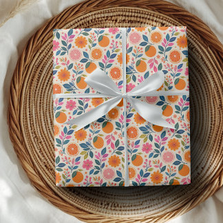 Papel de Regalo Floral Botánico de Cítricos