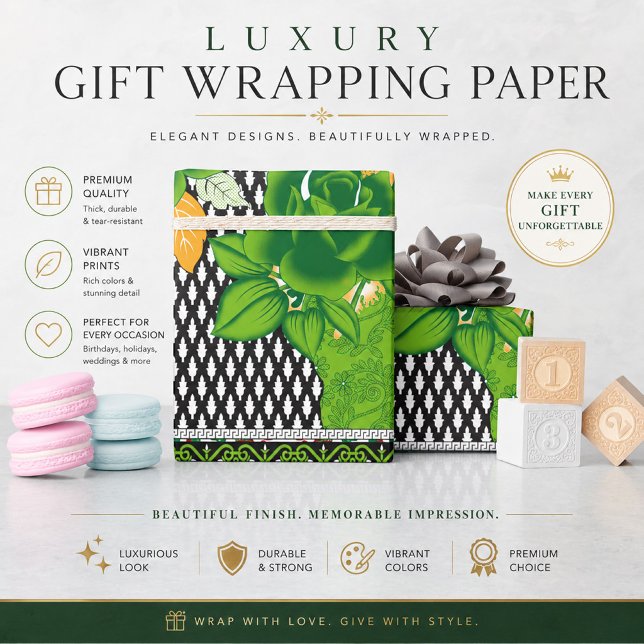 Papel de regalo floral botánico de Navidad (Subido por el creador)