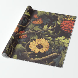 Papel de regalo floral botánico Fuego de Otoño