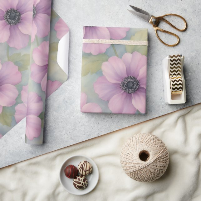 Papel de Regalo Floral Botánico Rosa Suave (Artesanía)