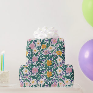 Papel De Regalo Floral Botánico Vintage Rosa Naranja Blanco