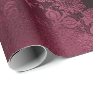 Papel De Regalo Floral Bridal Marsala Purpurina Burgundy Glam