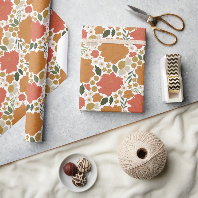 Papel De Regalo Floral Brillante (Artesanía)
