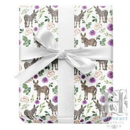 Papel de Regalo Floral Burro Rústico Morado