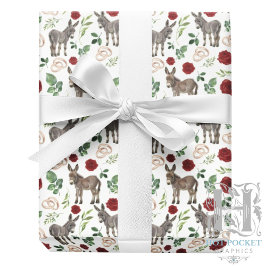 Papel de Regalo Floral Burro Rústico Rojo