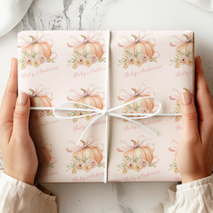 Papel De Regalo Floral Calabaza Bow Baby Shower