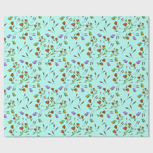 Papel de regalo floral caprichoso (Superficie plana)