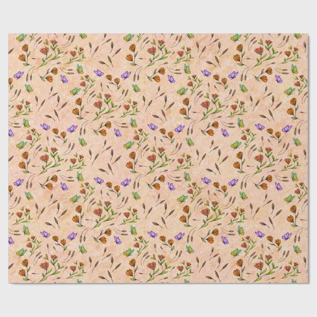 Papel de regalo floral caprichoso (Superficie plana)