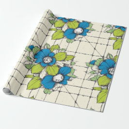 Papel de regalo floral con efecto de baldosa retro