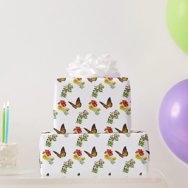Papel De Regalo Floral con mariposa (Regalos de fiesta)