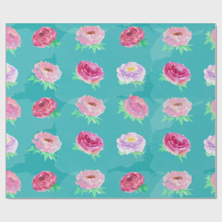Papel de regalo floral con peonías acuarela
