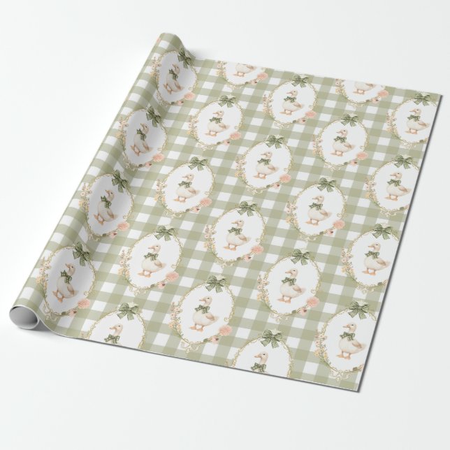 Papel De Regalo Floral Coquette Silly Goose Birthday (Desenrollado)
