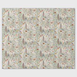 Papel de regalo floral Cottagecore de flores silve