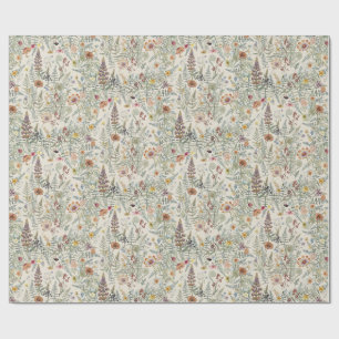 Papel de regalo floral Cottagecore de flores silve