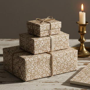 Papel de regalo floral crema botánico vintage