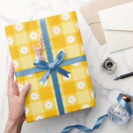 Papel De Regalo Floral Cuadrada Amarilla