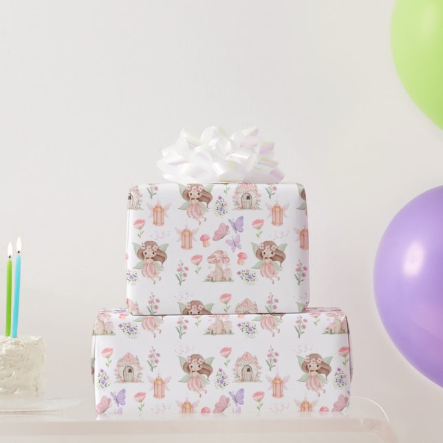 Papel De Regalo Floral Cute Fairy Birthday Party Wrapping Paper (Regalos de fiesta)