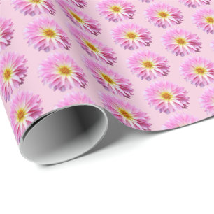 Papel de regalo floral Dahlia rosa con flores