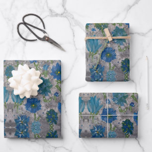 Papel de regalo floral Daisy Turquesa