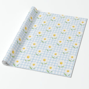 Papel de regalo floral de acuarela con margarita d