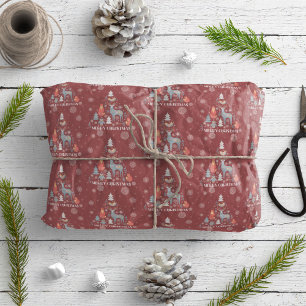 Papel De Regalo Floral de animales de la especie reno escandinava