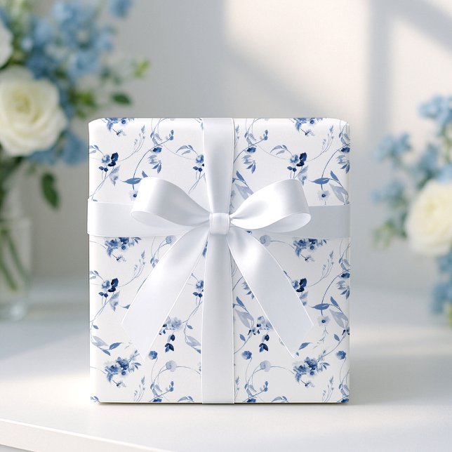 Papel de regalo floral de arte fino azul polvorien (Subido por el creador)