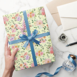 Papel De Regalo Floral de boho de verano en amarillo