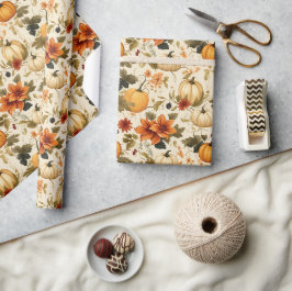 Papel De Regalo Floral de calabaza
