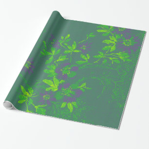 Papel De Regalo Floral de cali verde púrpura verde de Bambú orient
