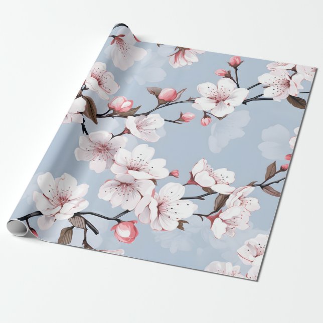 Papel De Regalo Floral de cerezo (Desenrollado)