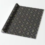 Papel De Regalo Floral de color negro y gris<br><div class="desc">Papel de envoltura de flores vintage de parís gris y negro.</div>