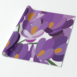 Papel De Regalo Floral de Crocus Púrpura