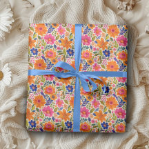 Papel de regalo floral de dopamina vibrante