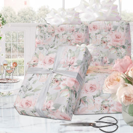 Papel De Regalo Floral de edulcorante de eucalipto rosa de Rubor