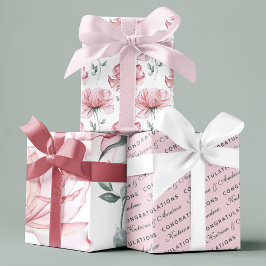 Papel de regalo floral de felicitación