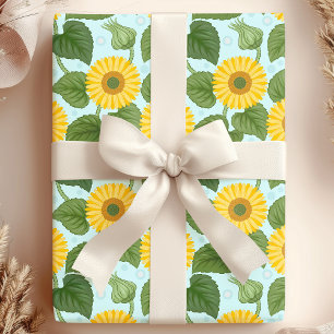 Papel De Regalo Floral de Girasoles Amarillos Rústicos Campestres