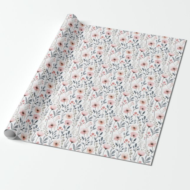 Papel De Regalo Floral de Granja Femenina (Desenrollado)