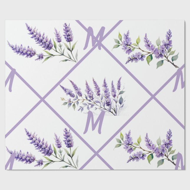Papel De Regalo Floral de lavanda (Superficie plana)