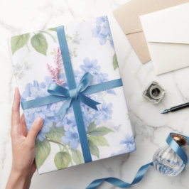 Papel de Regalo Floral de Lujo de Hortensia Azul