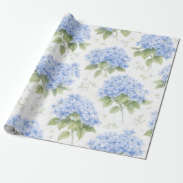 Papel de Regalo Floral de Lujo de Hortensia Azul
