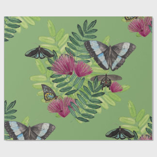 Papel de Regalo Floral de Mariposa con Acuarela Ve